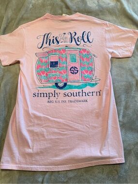 Simply Southern Pink Tee with Floral Camper Graphic